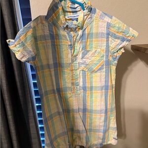 Kids Button Down Plaid Shirt - Blue, Yellow, White